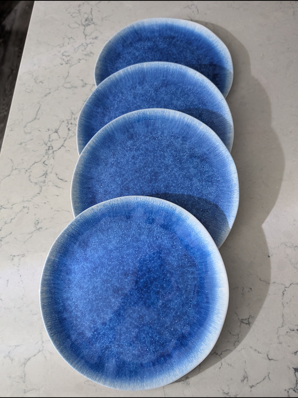 Celebrate Melamine Blue Round Dinner Plates 11in - Set of 4